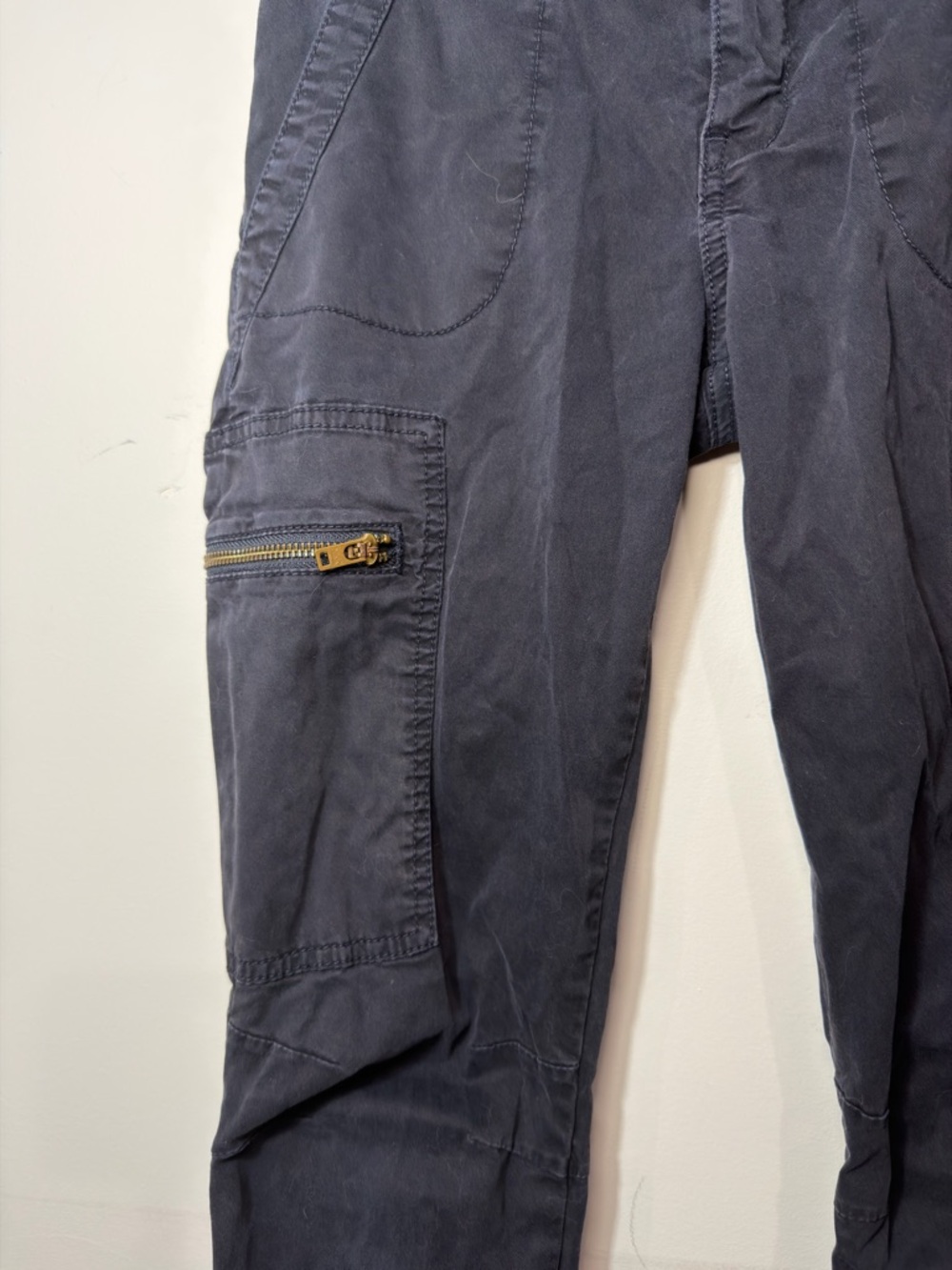 Tory Burch Cargo Pants Size 25 Blue Utility Zipper Pocket Skinn